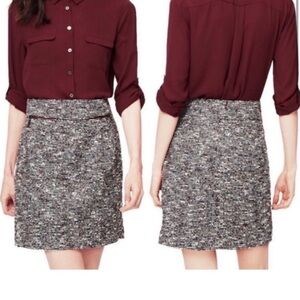 Ann Taylor LOFT Gray Red Tweed Front Pocket Lined Mini Skirt Size 10 Curvy